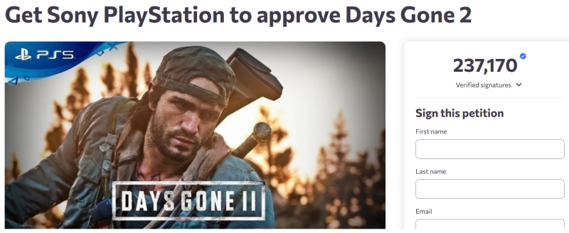 "Появилась уникальная возможность": 240 тысяч игроков просят Sony выпустить Days Gone 2 для PlayStation 5